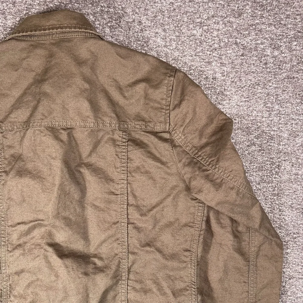 Eddie Bauer Jacket Women M Olive Linen Blend Safari Casual Safari Utility Earthy